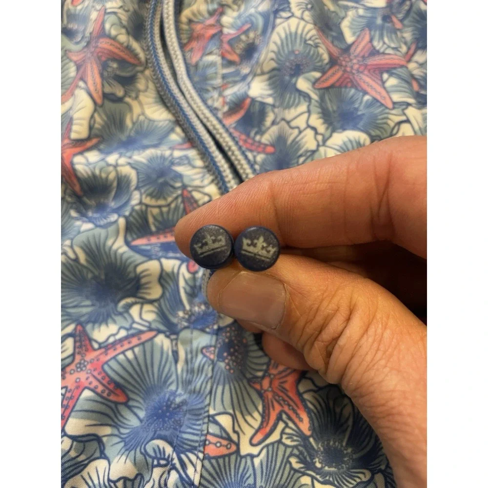 Peter Millar Seaside Lined Swim Trunks Mens Size XL AOP Starfish Blue Pockets